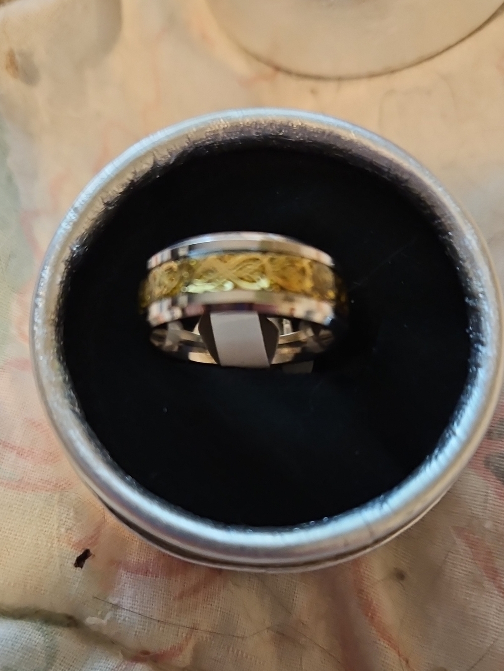 BRAND NEW ** Gold-Accent Braided Stainless Steel Ring